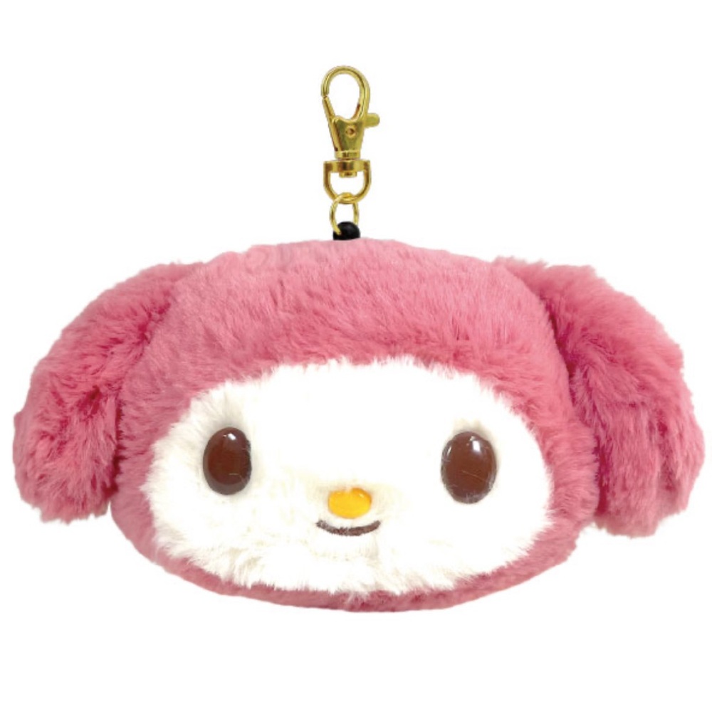 BNWT Japan Sanrio My Melody plush card holder with retractable key string